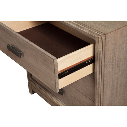 Camilla Antique Gray Mahogany Nightstand with Two Drawers – view 3