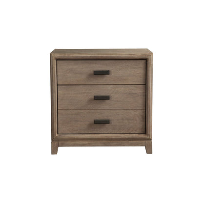 Mahogany and Okoume Wood Nightstand, Antique Grey