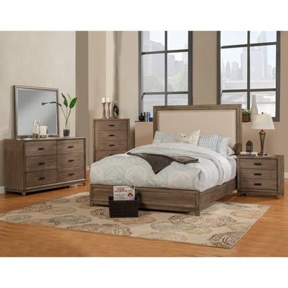 Camilla Antique Gray Mahogany Nightstand with Two Drawers – view 4