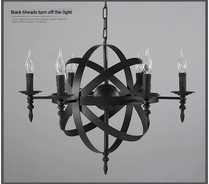 Camille Vintage Candle Chandelier in Wrought Iron, 6 or 8 Lights – view 5
