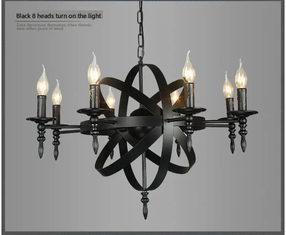 Camille Vintage Candle Chandelier in Wrought Iron, 6 or 8 Lights – view 6