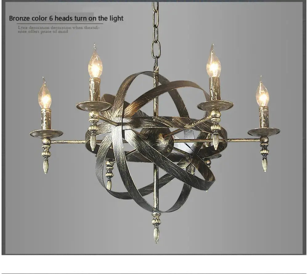 Camille Vintage Candle Chandelier in Wrought Iron, 6 or 8 Lights – view 7