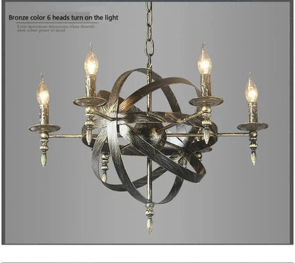 Camille Vintage Candle Chandelier in Wrought Iron, 6 or 8 Lights – view 7
