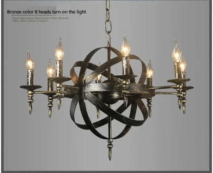Camille Vintage Candle Chandelier in Wrought Iron, 6 or 8 Lights – view 8