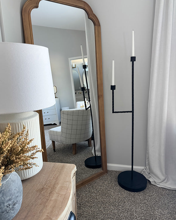 50 Inch Black Iron Floor Candelabra with Curved Arms – view 6