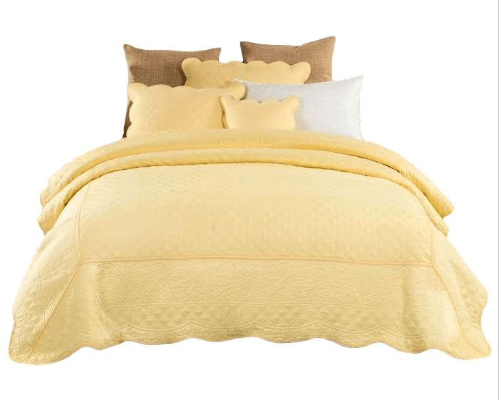 Buttercup Puffs Yellow Diamond Matelasse Scalloped Quilt Set – view 8