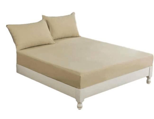 Tan Beige Poplin Cotton Fitted Sheet and Pillowcase Set – view 8
