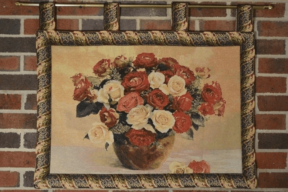 Jacquard Rose Basket Cotton Blend Tapestry Wall Hanging, 27 x 20 Inch – view 4