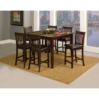 Capitola Faux Marble Large Pub Table, Espresso Finish
