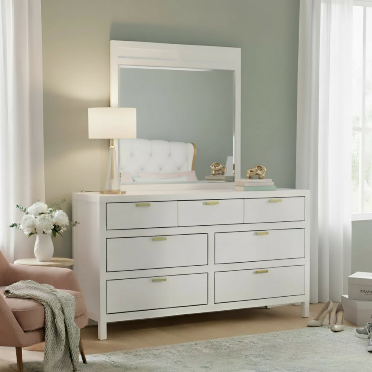 Carmel Contemporary 7-Drawer Dresser with Nickel Handles – view 6