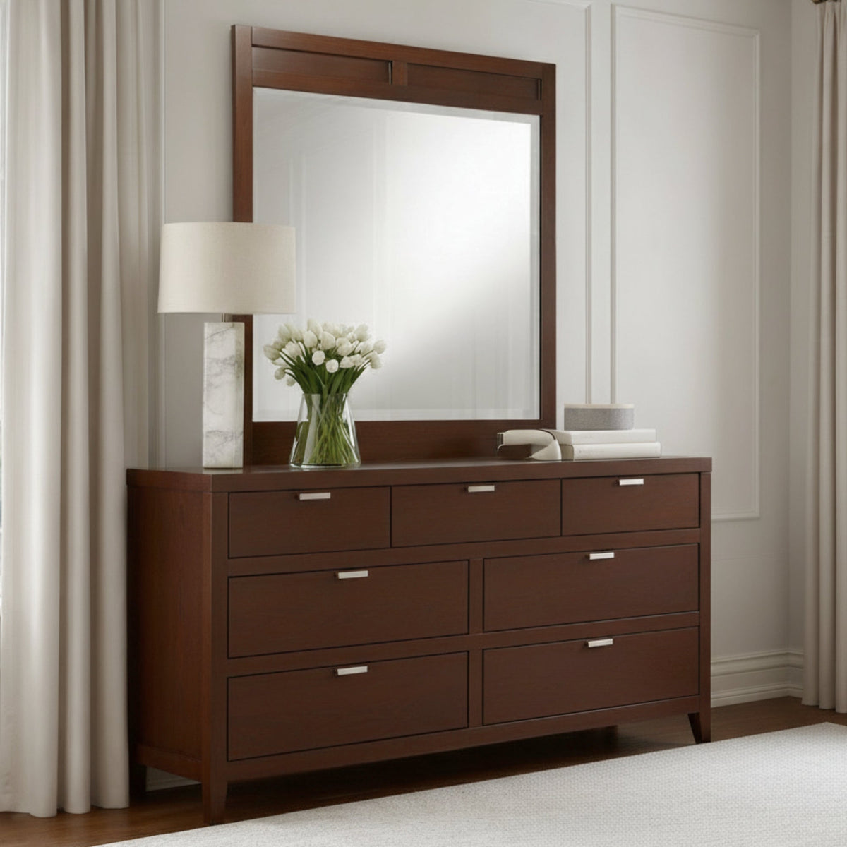 Carmel Hardwood Dresser Mirror with Beveled Glass – view 7
