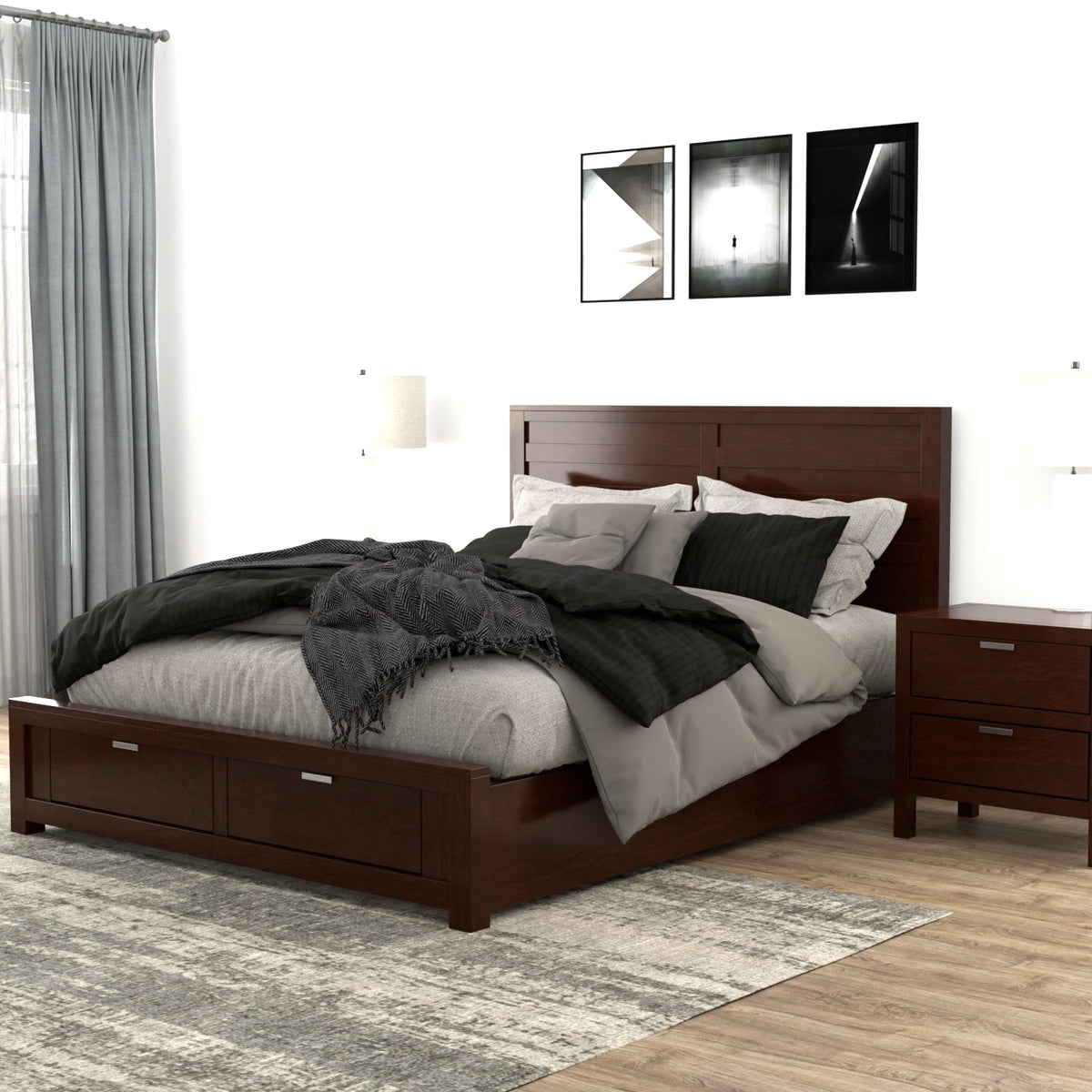 Carmel Contemporary 2-Drawer Nightstand with Nickel Hardware – view 14
