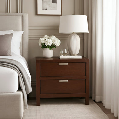 Carmel Contemporary 2-Drawer Nightstand with Nickel Hardware – view 7