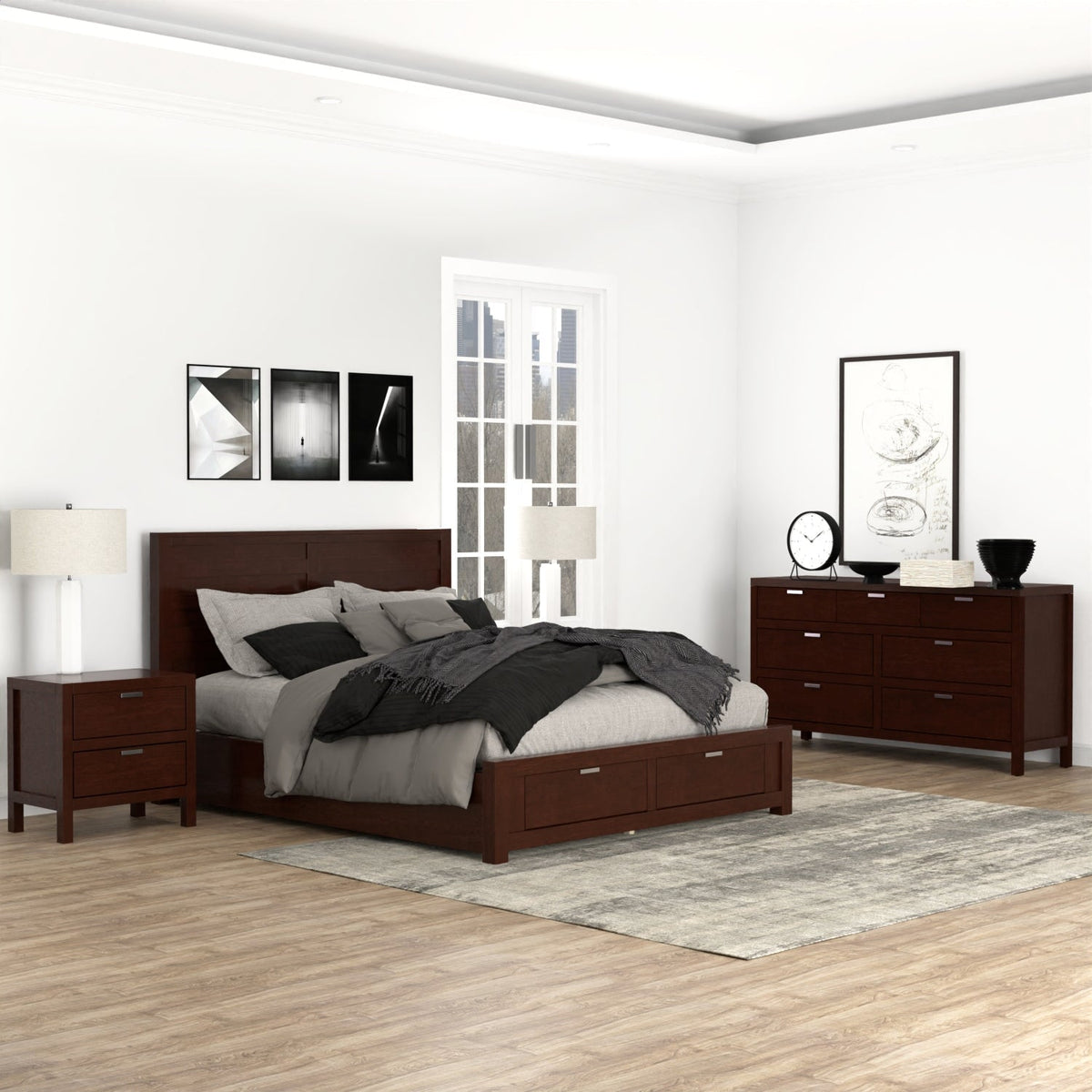 Carmel Storage Platform Bed with Panel Headboard and 2 Drawers – view 13