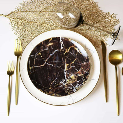 Black Marble Fine Bone China Accent Salad Plates with Gold Rim, Set of 4 – view 2