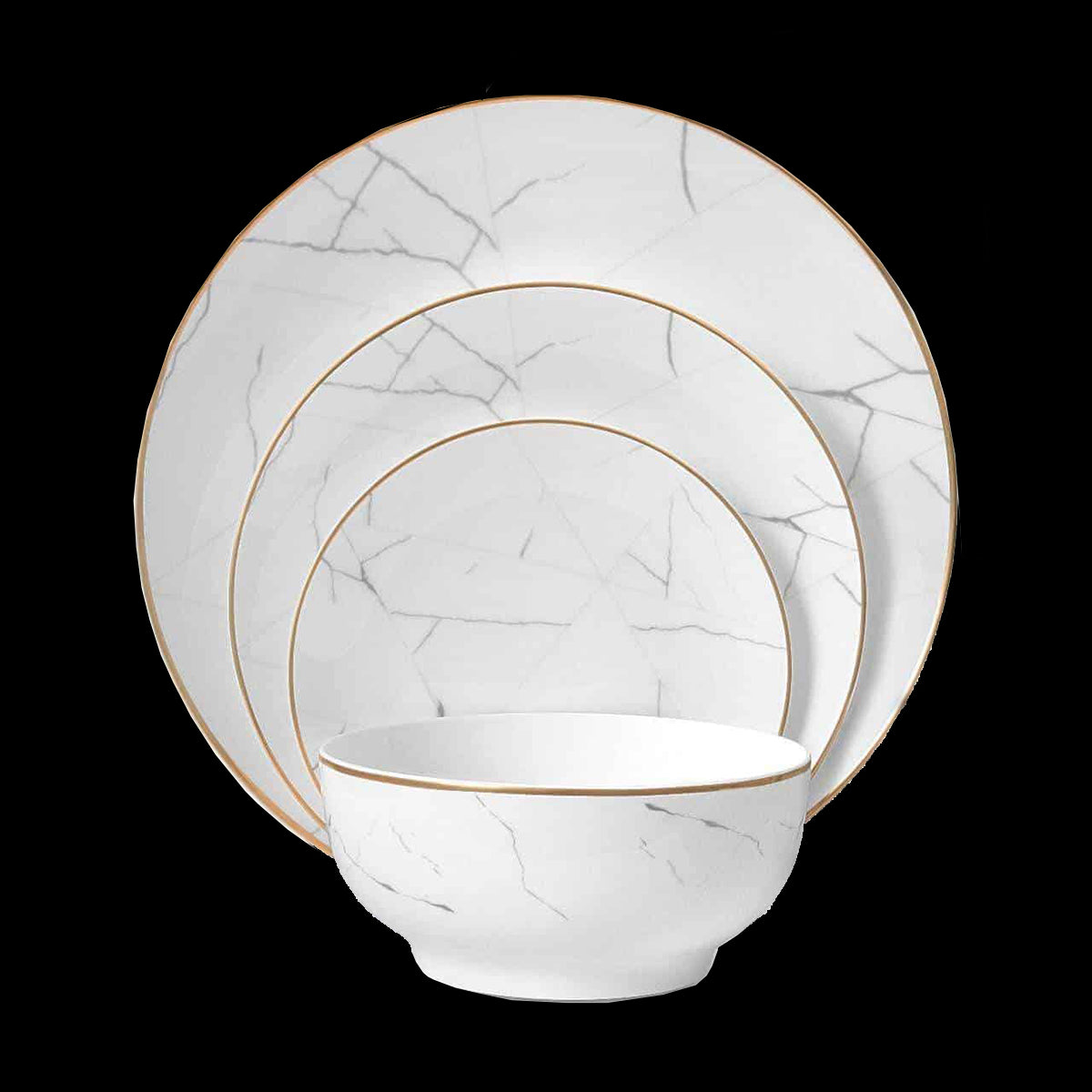 Fine Bone China Dinnerware with Carrara Marble Design, 16-Piece