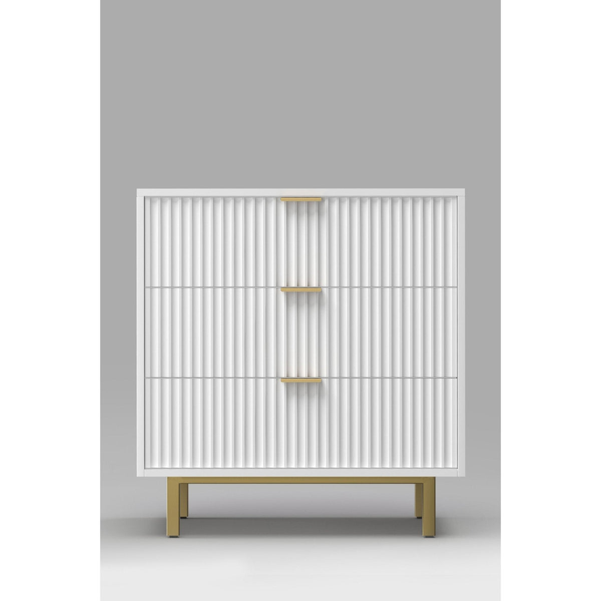 Casey 3-Drawer Accent Chest with Textured Fronts and Gold Accents – view 2