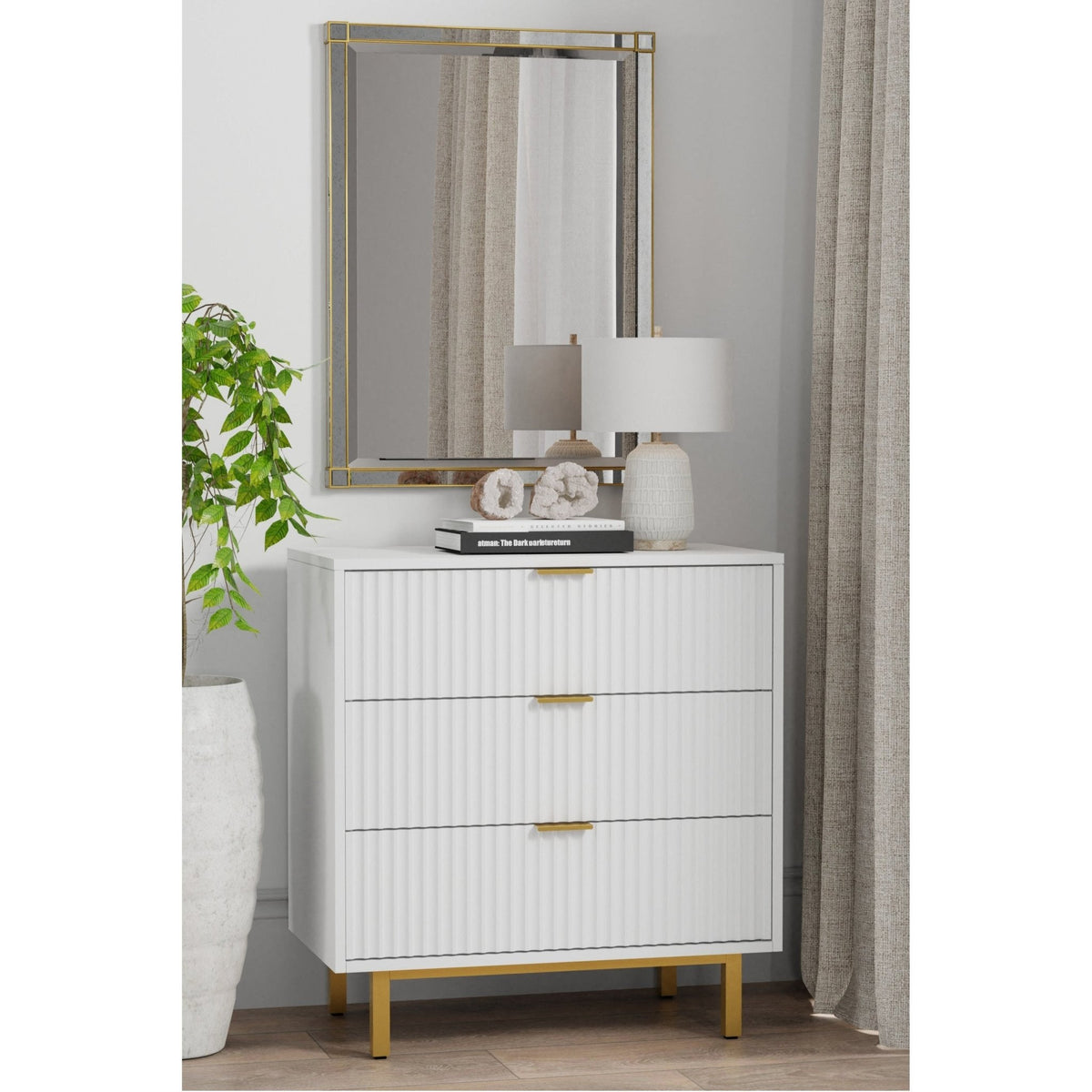 Textured Accent Chest with Gold Accents