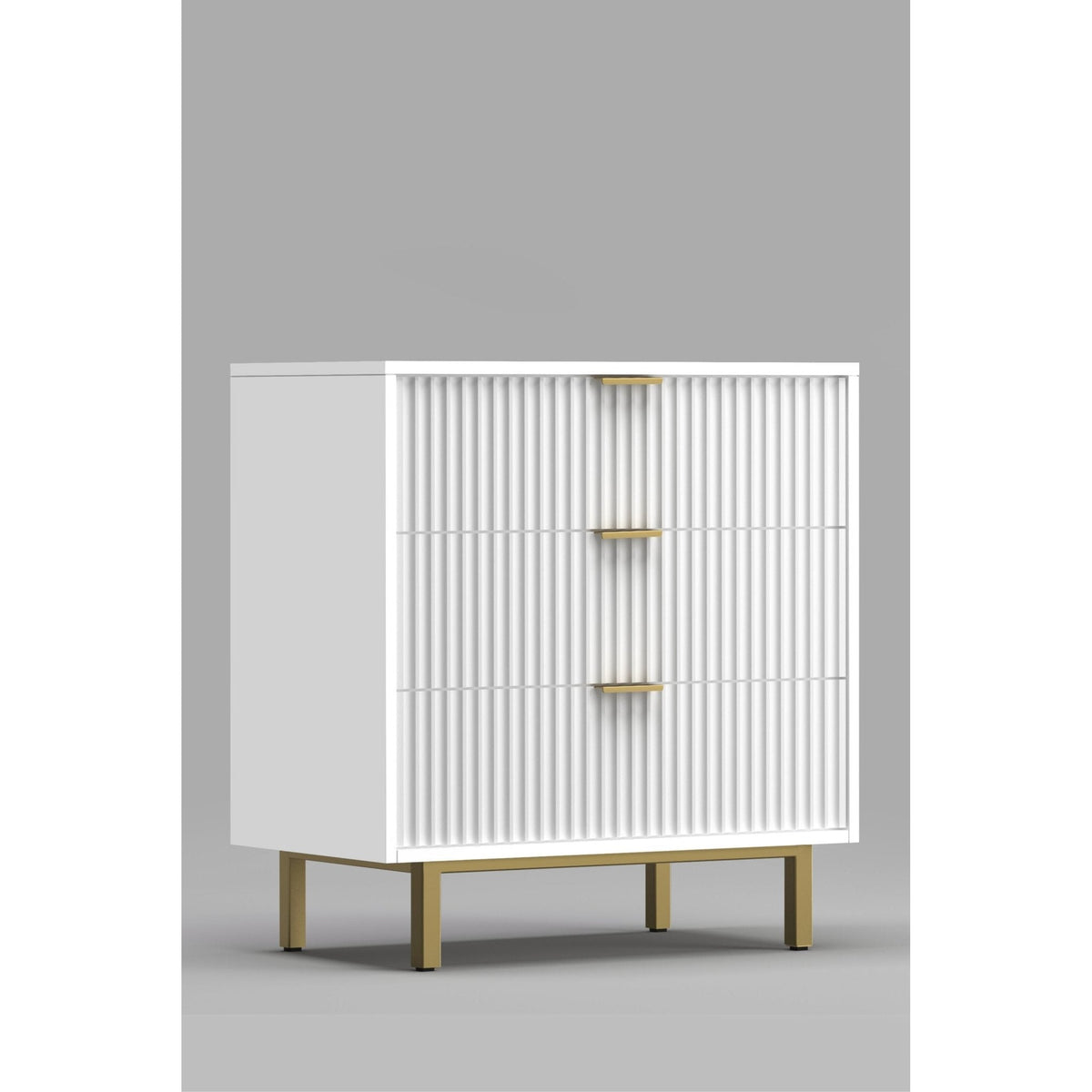 Casey 3-Drawer Accent Chest with Textured Fronts and Gold Accents – view 3