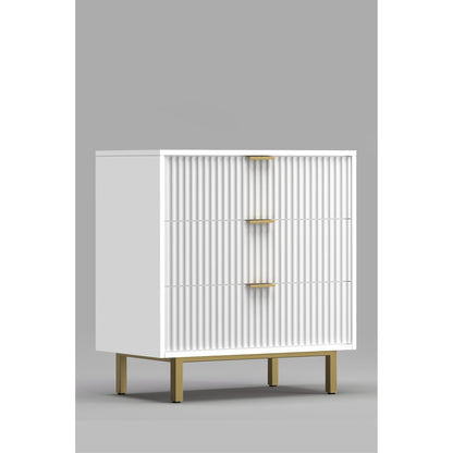 Casey 3-Drawer Accent Chest with Textured Fronts and Gold Accents – view 3