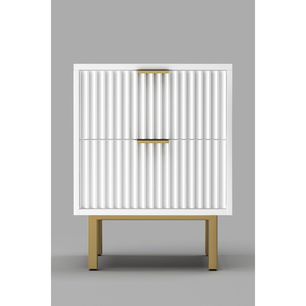 Casey 2-Drawer Nightstand with Textured Fronts and Gold Legs – view 2