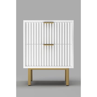 Casey 2-Drawer Nightstand with Textured Fronts and Gold Legs – view 2