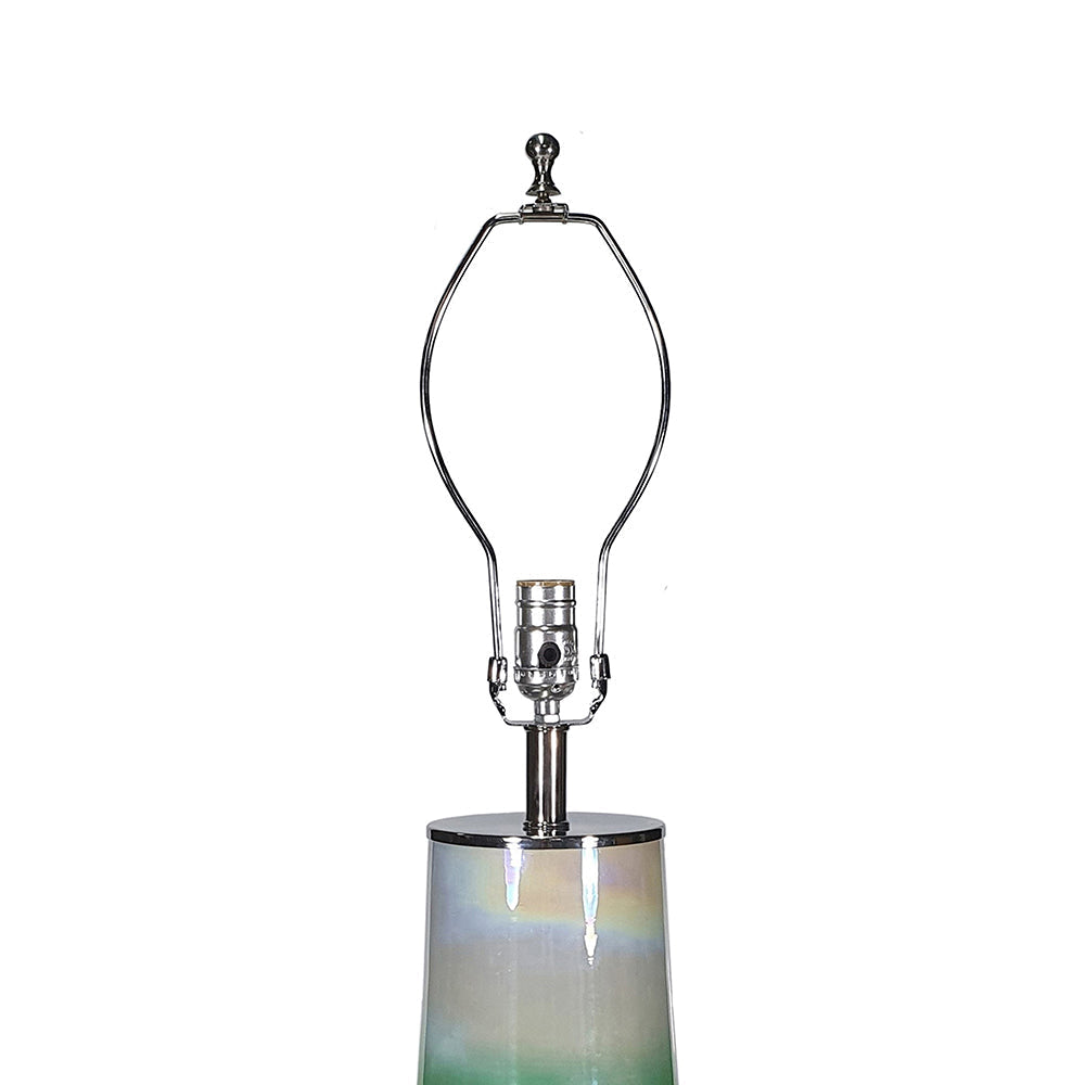 30 Inch Multicolor Glass Table Lamp with Linen Drum Shade – view 4