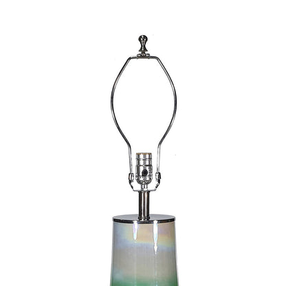 30 Inch Multicolor Glass Table Lamp with Linen Drum Shade – view 4