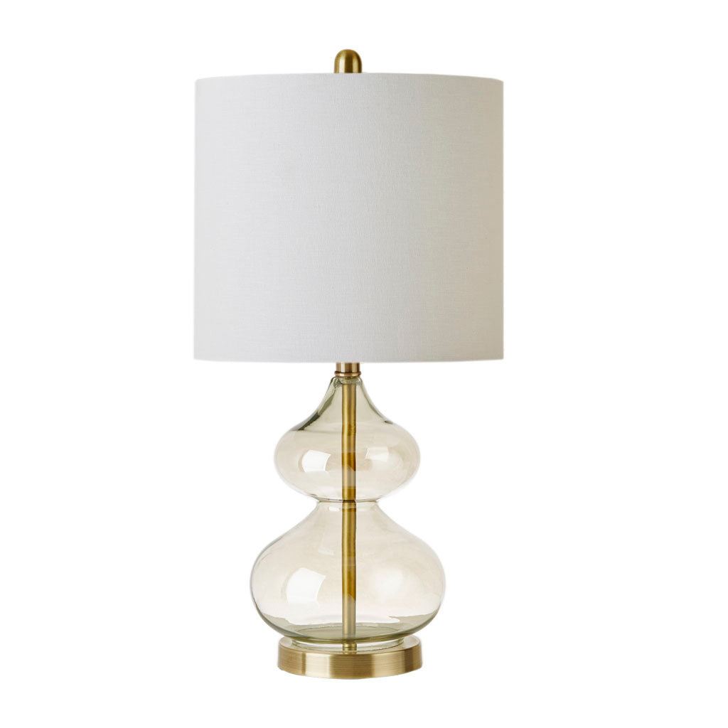 Ellipse Curved Glass Table Lamps with Gold Base, Set of 2, White Shades – view 3