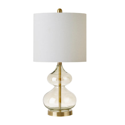 Ellipse Curved Glass Table Lamps with Gold Base, Set of 2, White Shades – view 3