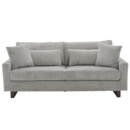 Modern Fabric Loveseat Sofa with 4 Pillows in Beige, Black or Dark Gray – view 4