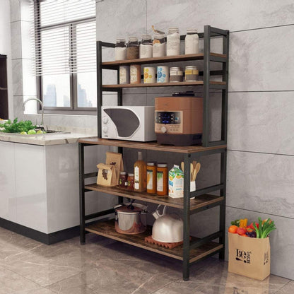 5 Tier Kitchen Bakers Rack with Hutch and Microwave Stand – view 4