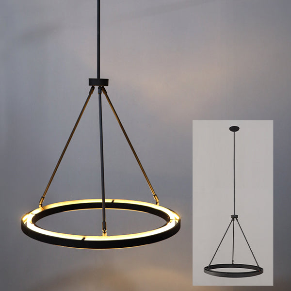 Adjustable Round LED Chandelier in Black Metal, Modern Industrial – view 2