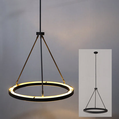 Adjustable Round LED Chandelier in Black Metal, Modern Industrial – view 2