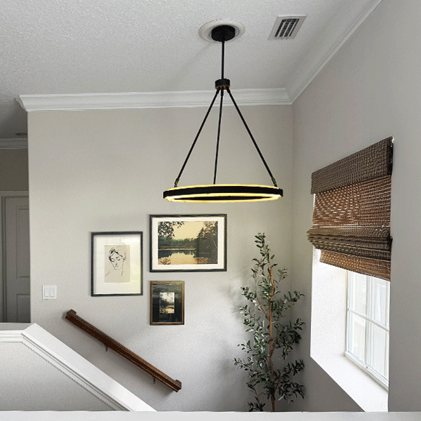 Adjustable Round LED Chandelier in Black Metal, Modern Industrial – view 3
