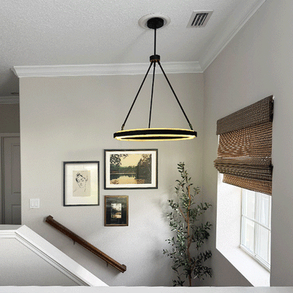 Adjustable Round LED Chandelier in Black Metal, Modern Industrial – view 3