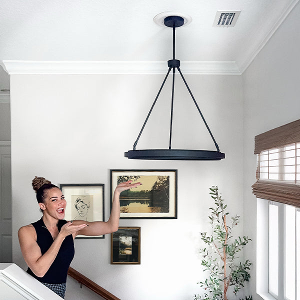 Adjustable Round LED Chandelier in Black Metal, Modern Industrial – view 4