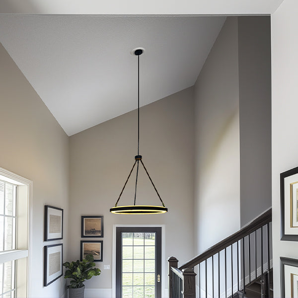 Adjustable Round LED Chandelier in Black Metal, Modern Industrial – view 7