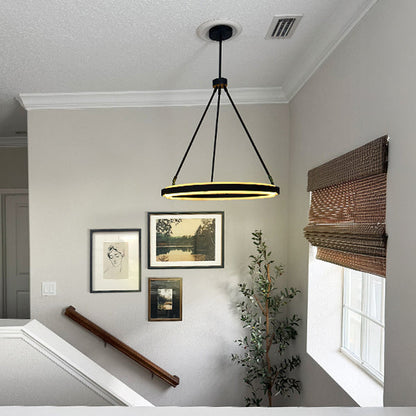 Adjustable Round LED Chandelier in Black Metal, Modern Industrial – view 8