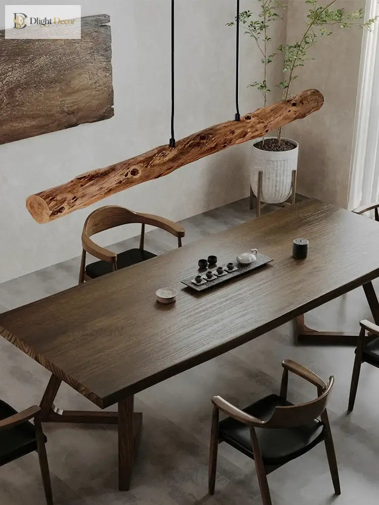 Minimalist Black Walnut Linear Pendant Light for Kitchen Island – view 4