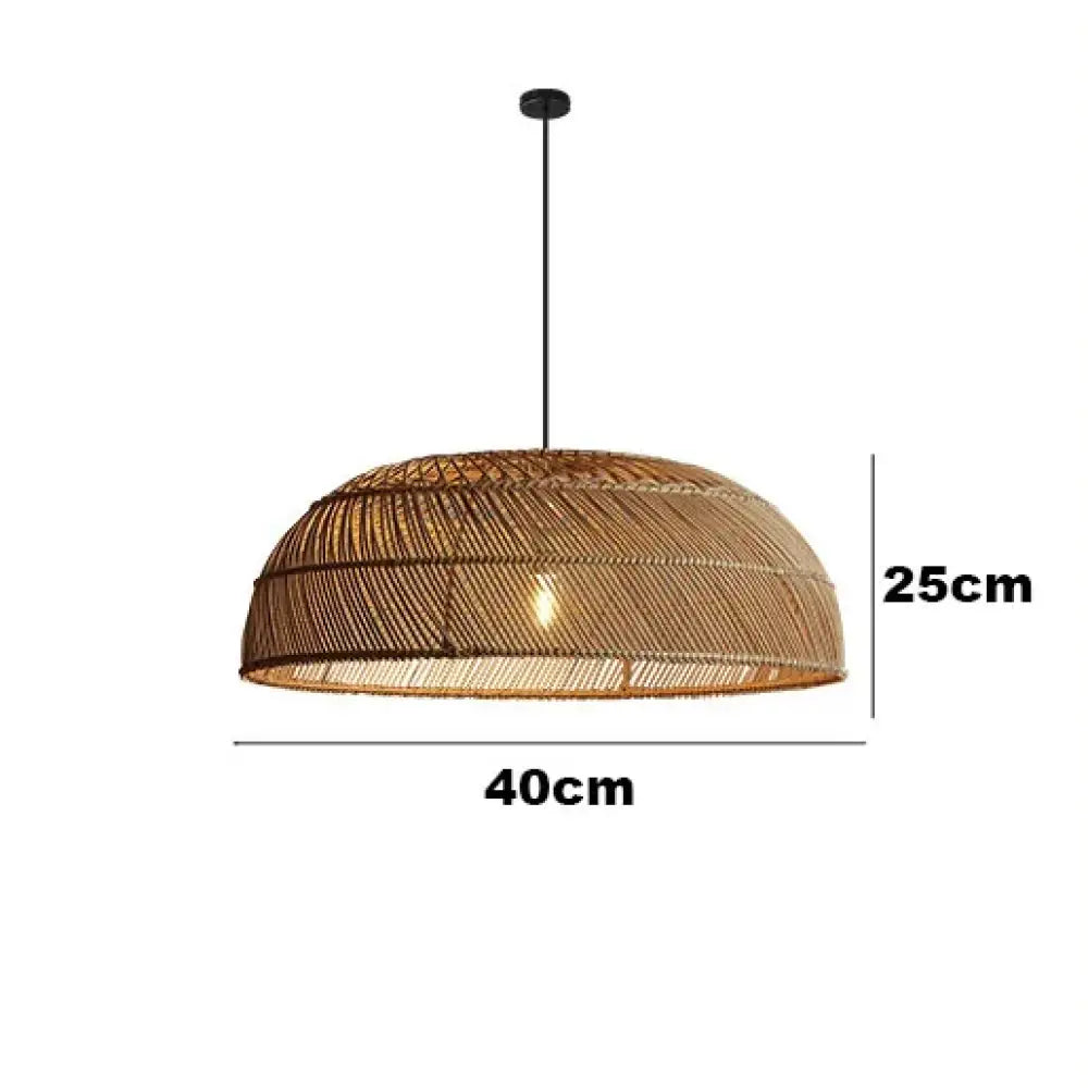 Chinoiserie Handmade Flat Rattan Pendant Light for Dining Room – view 7