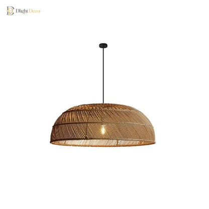 Chinoiserie Handmade Flat Rattan Pendant Light for Dining Room – view 6