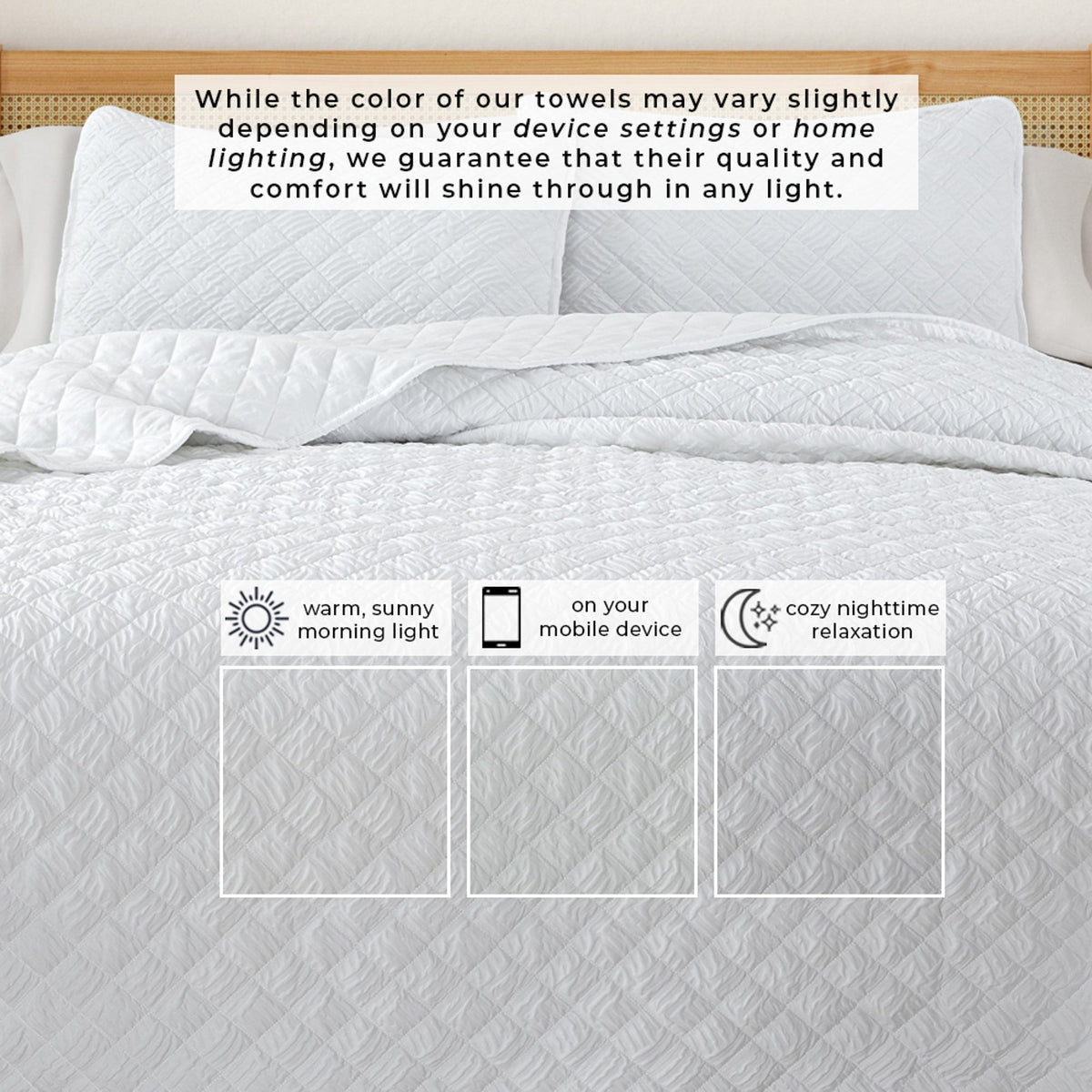 White Diamond Embossed Reversible Quilt Set – Diamond Microsculpt – view 6