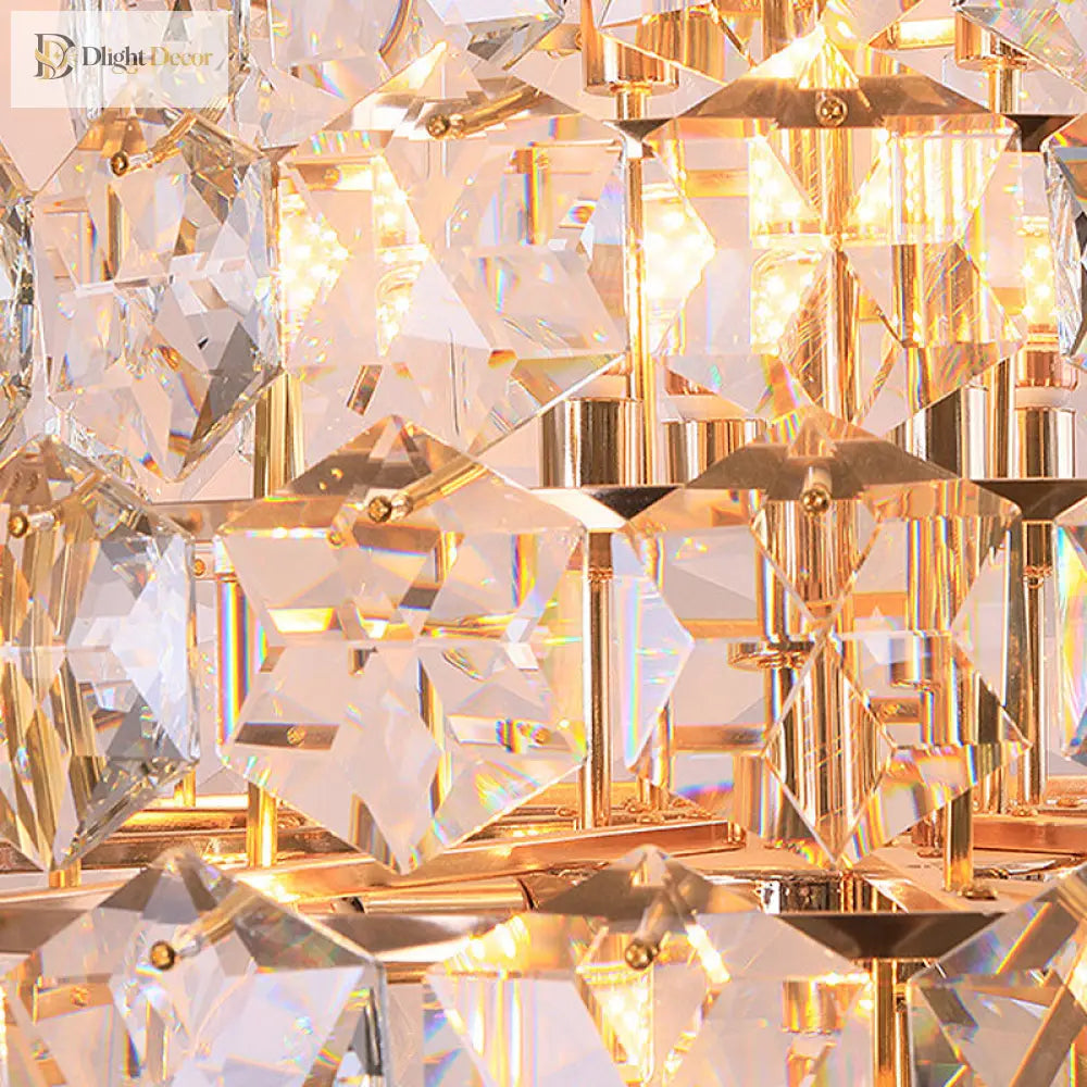 Clara Modern Gold Crystal Chandelier with Cascading Teardrops – view 2
