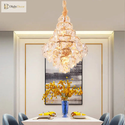 Clara Modern Gold Crystal Chandelier with Cascading Teardrops – view 6