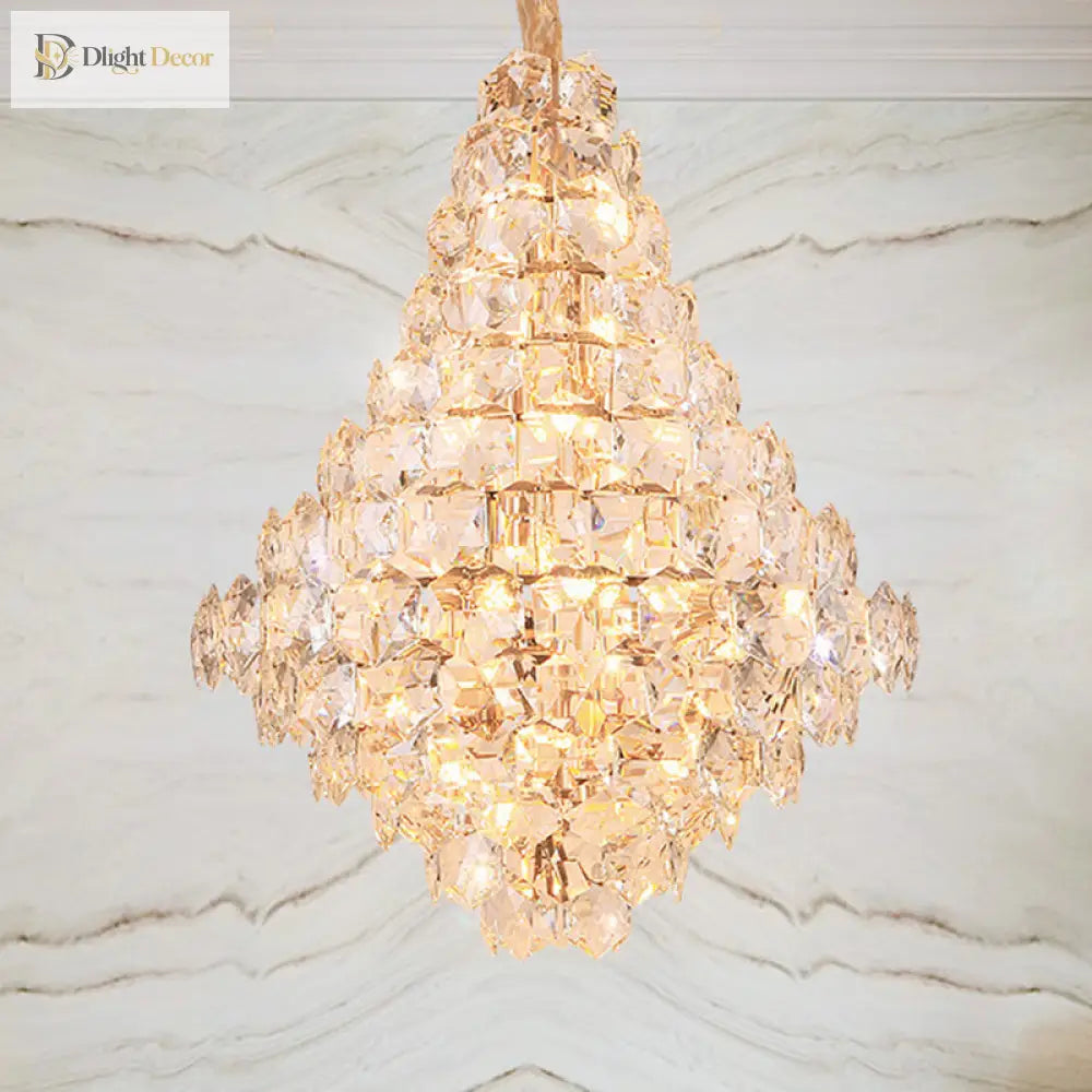 Clara Modern Gold Crystal Chandelier with Cascading Teardrops – view 5
