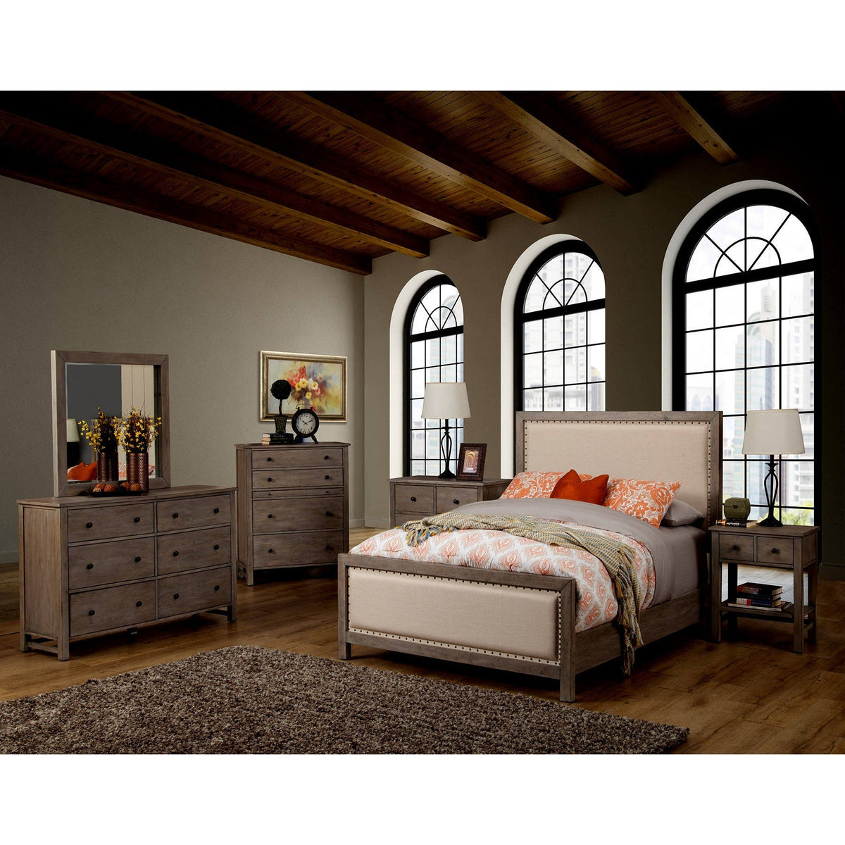 Classic 5-Drawer Pine Chest with Pullout Desk Shelf, Natural Gray – view 6