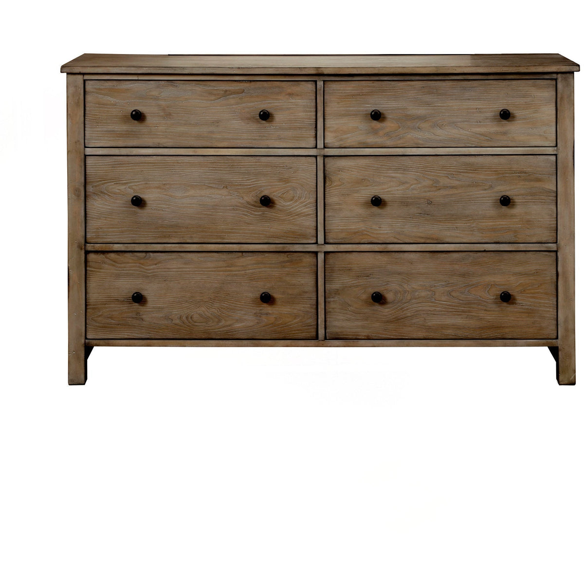 Classic Pine 6-Drawer Dresser in Natural Gray with Brass Knobs – view 2