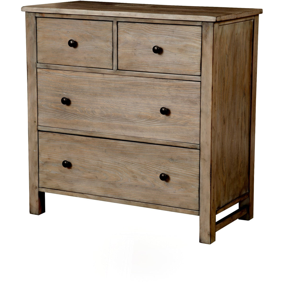 Classic Pine 4-Drawer Accent Chest in Natural Gray with Brass Knobs – view 3