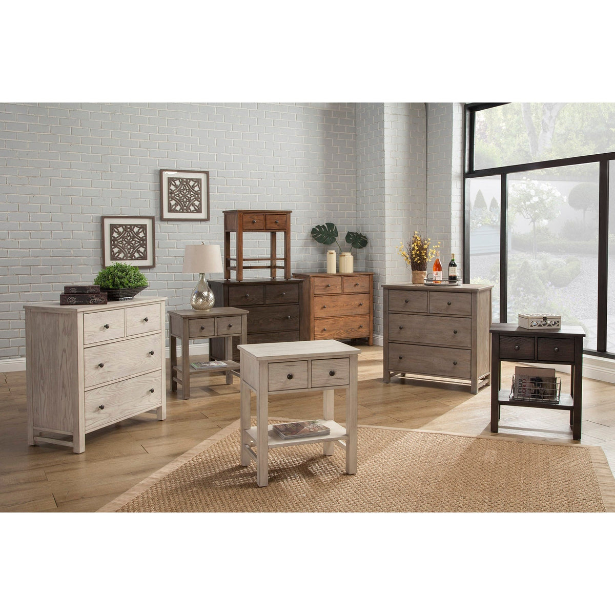 Classic Pine 4-Drawer Accent Chest in Natural Gray with Brass Knobs – view 7